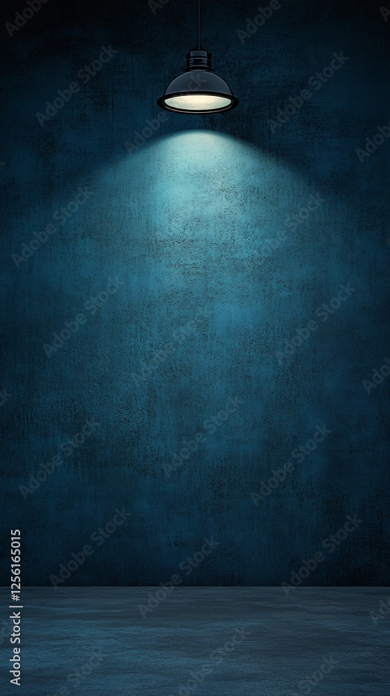 Aufkleber a serene blue backdrop illuminated by a single hanging light, creating a calming atmosphere.