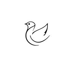 Minimalist Line Art of a Dove: A Clean and Elegant Rendering of Peace on White.