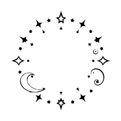 Black and White Stars and Moons arranged in a circle.