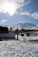 Ski lift snow . High quality photo
