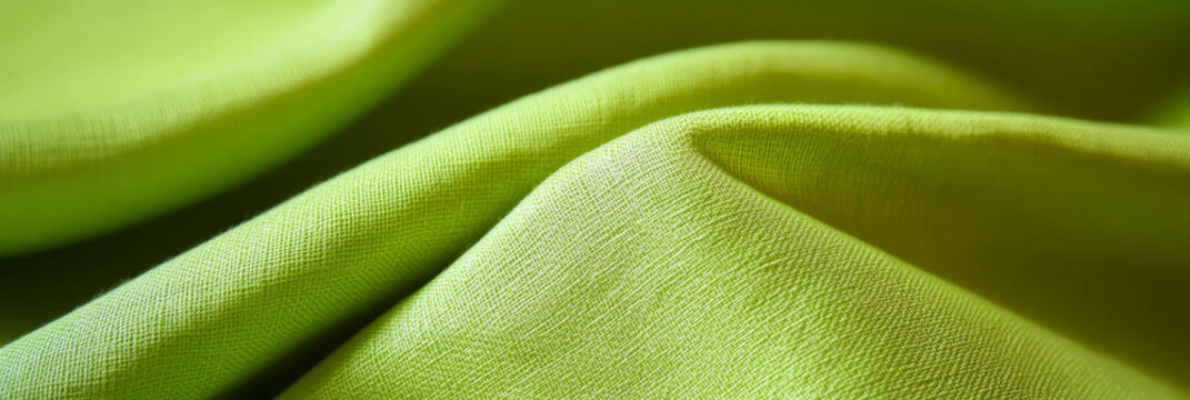 Light lime green cotton fabric with poplin weave showcasing smooth and crisp texture