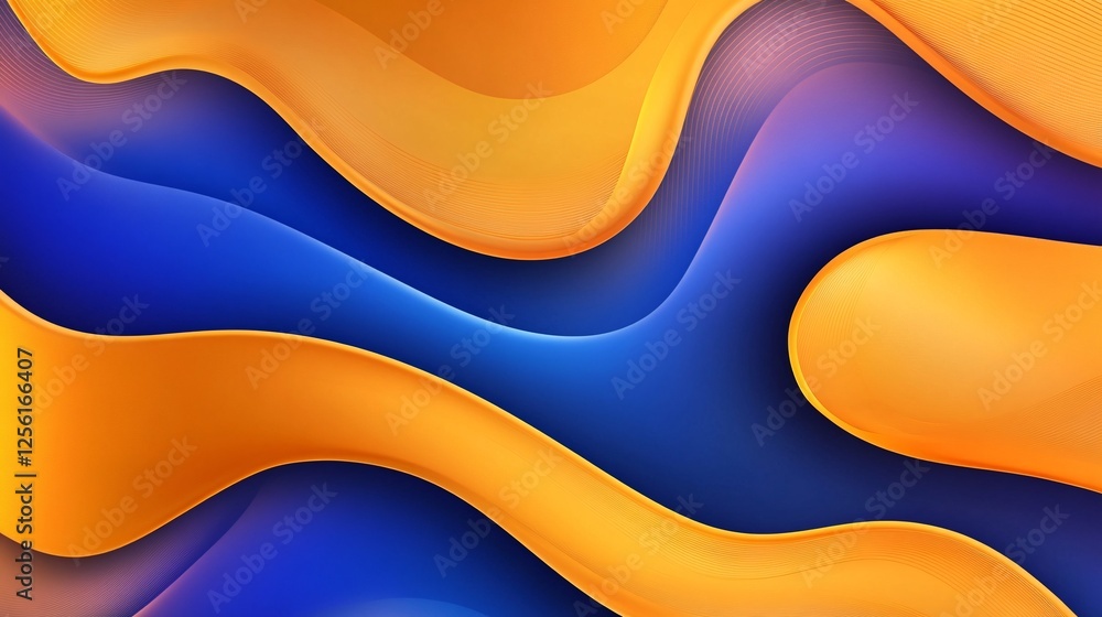 Aufkleber a vibrant abstract wave pattern in orange and blue tones, creating a dynamic and energetic compositi