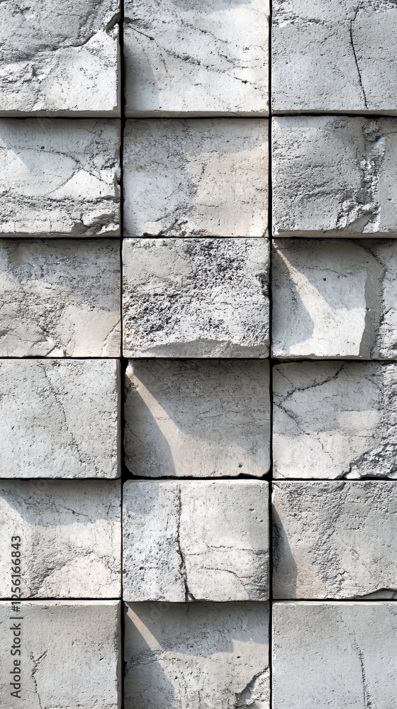Aufkleber textured gray concrete blocks arranged in a geometric pattern, casting soft shadows.