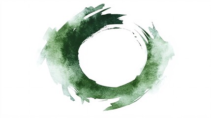 Elegant green watercolor circle design, showcasing a blend of hues and textures.