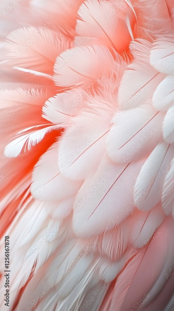 Poster close-up of delicate pink feathers displaying intricate texture and softness.
