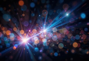 Prism light leak texture for photo overlay and effect. lens flare in abstract background. bokeh effect with glow and magical lights on black background.