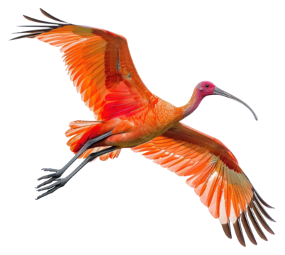 PNG Photo of African scarlet Ibis flying waterfowl animal beak.