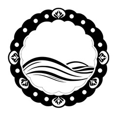 Vector graphic: Ornamental frame with curvilinear wave pattern.