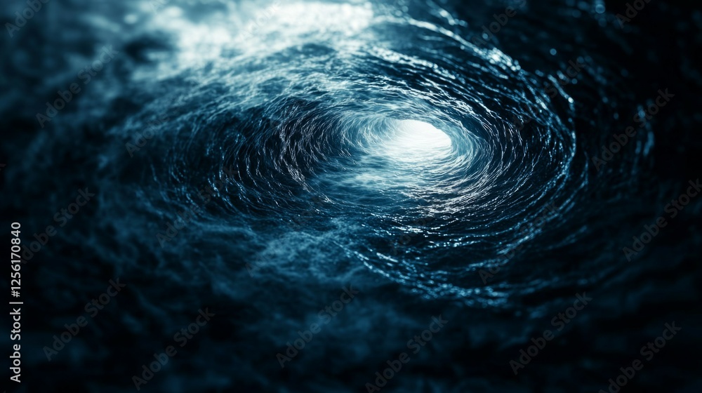 Poster powerful swirling ocean waves creating dark circular motion effect
