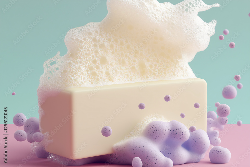 Aufkleber abstract soap lather: a captivating abstract shot of a white soap bar exploding with a burst of lave