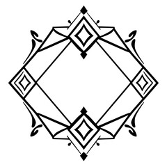 Ornamental Art Deco Frame with a Diamond-Shaped Structure on a White Background