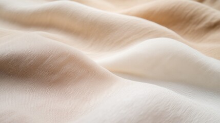 Soft Creamy Drape: Close-up texture shot of delicate and luxurious cream-colored fabric, showcasing its natural beauty and invitingly soft texture.  