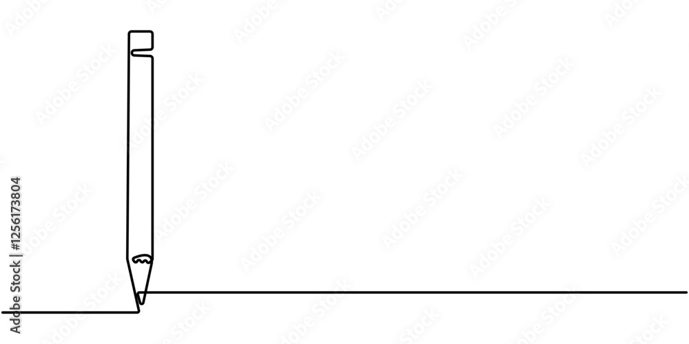 Poster pencil continuous line art illustraticontinuous line drawing of pencil icon. pencil linear icon. one