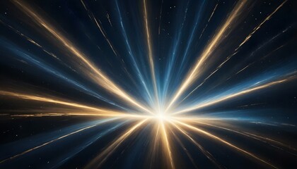 Fototapeta premium Un estallido de luz que irradia desde un punto central, creando rayas de tonos dorados y azules que se extienden hacia afuera