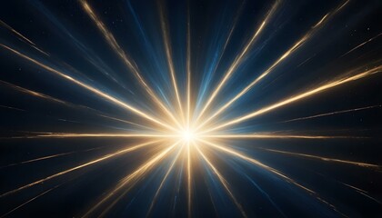Un estallido de luz que irradia desde un punto central, creando rayas de tonos dorados y azules que se extienden hacia afuera