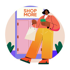 A flat illustration of shopping character 