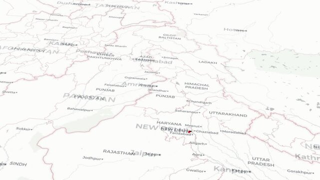 New Delhi Map Animation Exploring Key Locations and Landmarks of India's Capital City