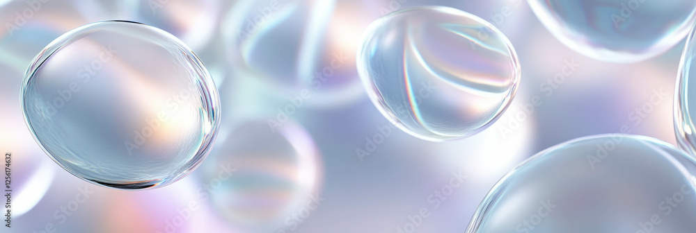 Poster translucent overlapping shapes with gradients creating a bright dimensional banner background