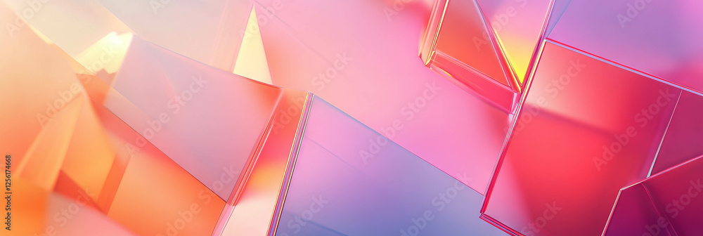 Aufkleber overlapping transparent geometric shapes create a vibrant three-dimensional effect in bright colors
