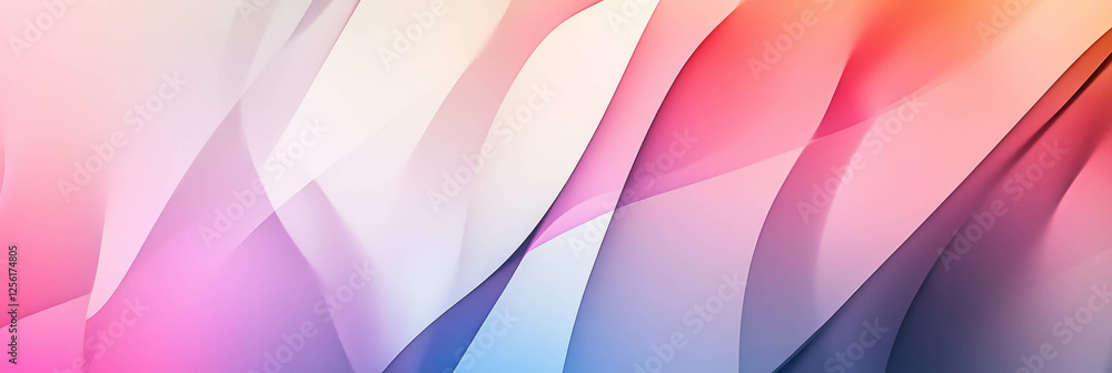 Poster overlapping transparent geometric shapes create a vibrant three-dimensional effect in bright colors