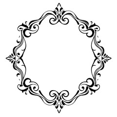 Elegant symmetrical border frame with elegant, black floral elements on a clean white background.