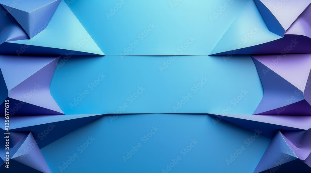 Poster a blue background with purple triangles. the blue background is the main focus of the image. the pur