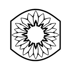 Hexagonal Frame with a Sunflower Silhouette.