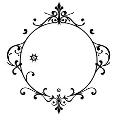 Decorative Oval Frame with Swirls and Floral Accents.