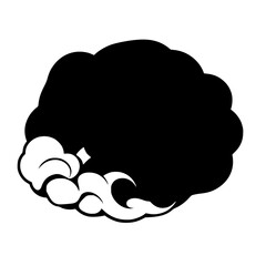 A dramatic vector illustration of a black cloud, representing darkness, contrast, and potential power, with hints of smoke emanating.