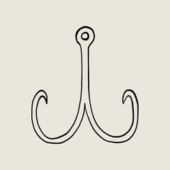 Empty Fish Hook Sketch Naive Single