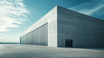 Modern Minimalist Industrial Building with Sleek Concrete Exterior