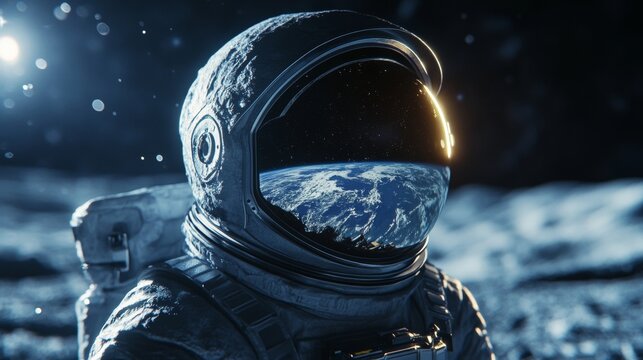 astronaut selfie on the moon - Powered by Adobe