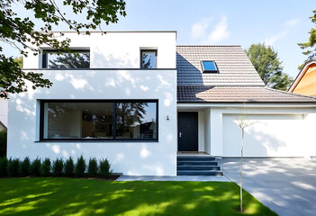 Single family residence exterior view in a sunny day.