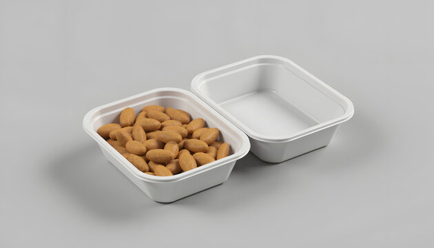 Plastic Food Container with Almonds for Packaging and Meal Prep