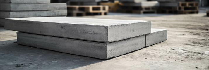 Precast concrete slabs showcasing smooth finish and industrial design in a bright setting