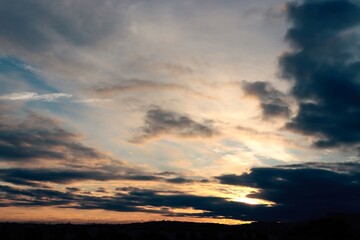 Picturesque,colorful view of sunset at evening 