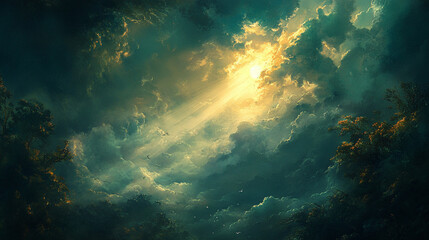 Fototapeta premium sun rays and clouds