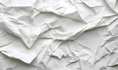 Obraz premium Abstract white crumpled fabric texture background with soft shadows and folds pattern