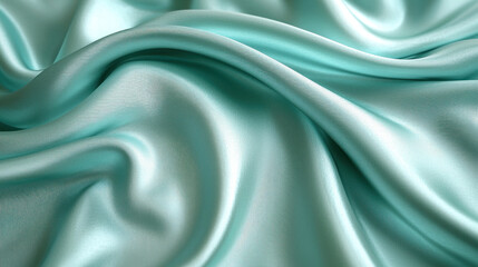 Fototapeta premium Flowing turquoise silk fabric folds for textile, fashion, or background use