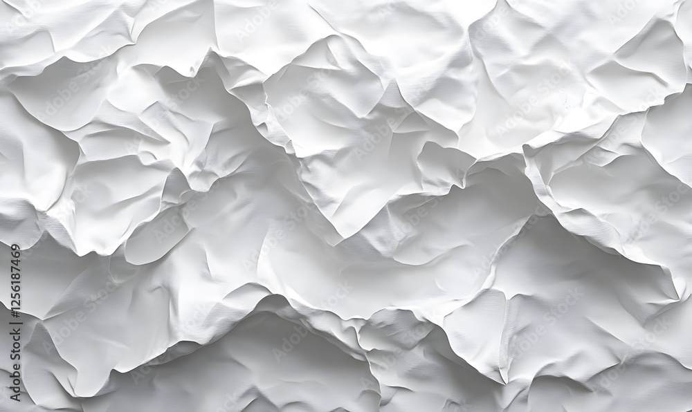 Poster abstract white crumpled fabric texture, creating a modern and elegant minimalist background with fol