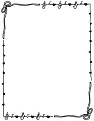 Valentine’s day border. Valentine's day frame. love heart doodle border. doodle borders and frames. Hand drawn borders clipart black and white. 