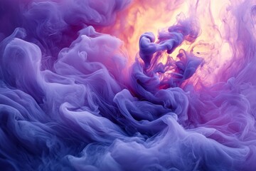 Abstract Purple and Orange Ink Swirl Vibrant Fluid Art Background