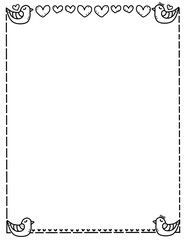 Valentine&rsquo;s day border. Valentine's day frame. love heart doodle border. doodle borders and frames. Hand drawn borders clipart black and white. 