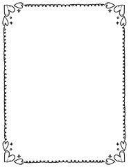 Valentine’s day border. Valentine's day frame. love heart doodle border. doodle borders and frames. Hand drawn borders clipart black and white. 