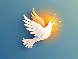 Obraz premium Stylized dove flying upwards, symbolizing the Holy Spirit