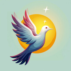 Obraz premium Stylized dove flying upwards, symbolizing the Holy Spirit