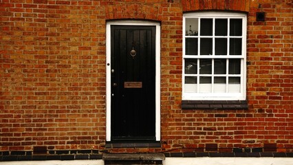British red brick facade with window