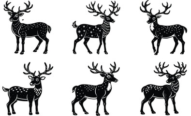 set of deer silhouettes
