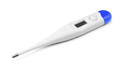 Digital medical body thermometer isolated on a transparent background