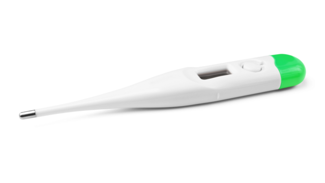 Digital medical body thermometer isolated on a transparent background
